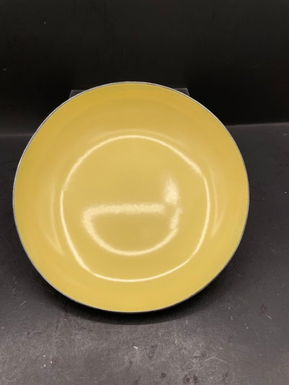 1956 Reed & Barton Silver Plate Yellow Enamel Shallow Bowl Dish Marked Heart 294